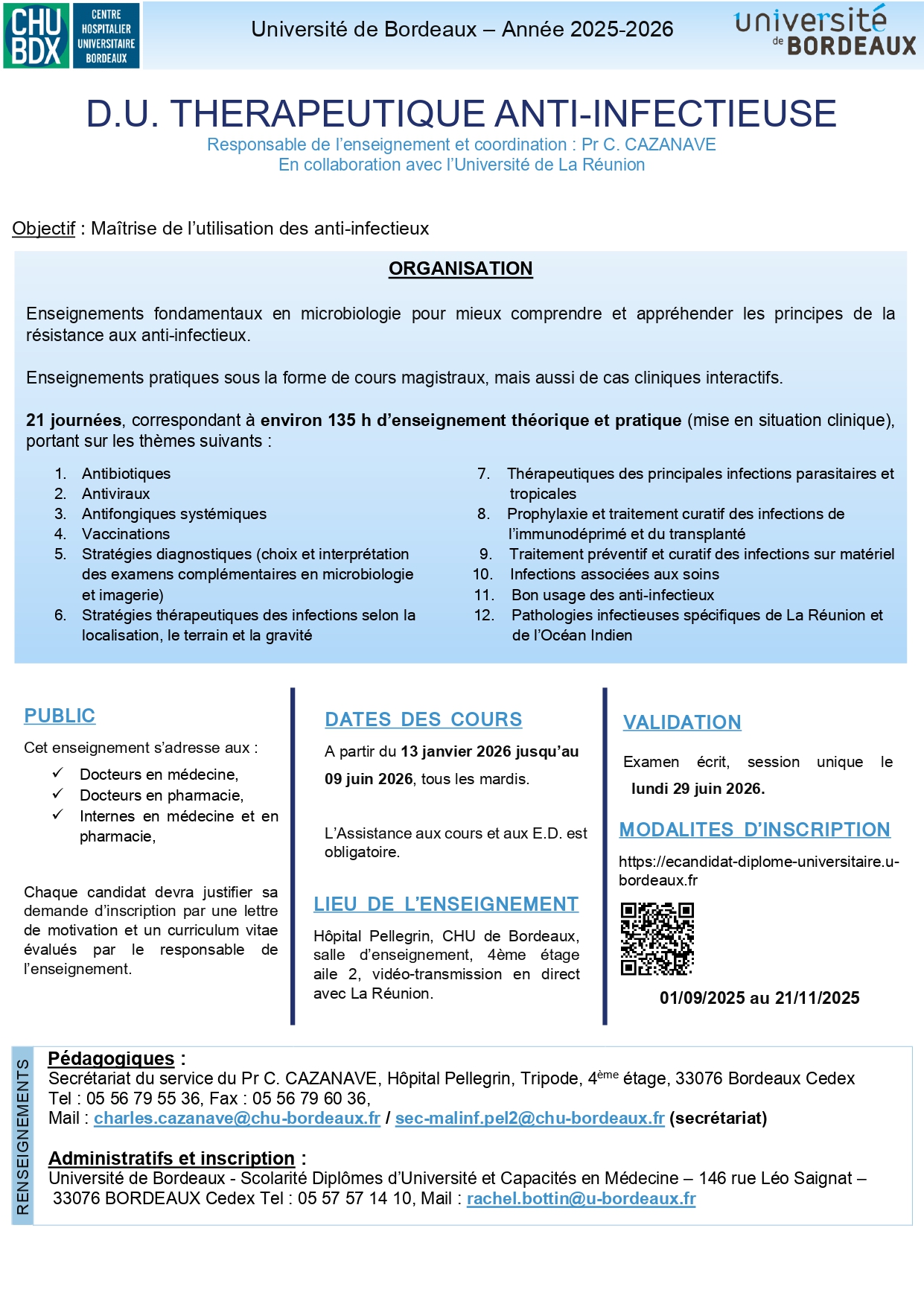 DU Thérapeutique Anti-infectieuse